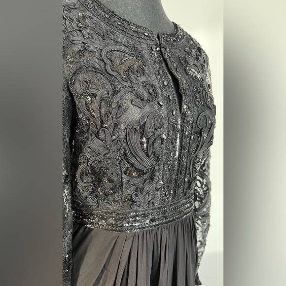 Stunning Royal Black Embroidered Dress In Mint Condition!Size US 6 |EU 38 |UK 10 - Picture 3 of 6